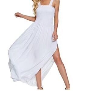 Chic Strapless White Maxi Dress